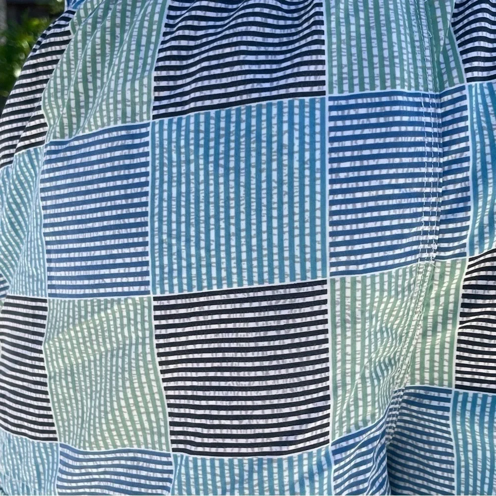 NWT Club Room M & XL Aquamarine Plaid Striped Swim Trunks MT0